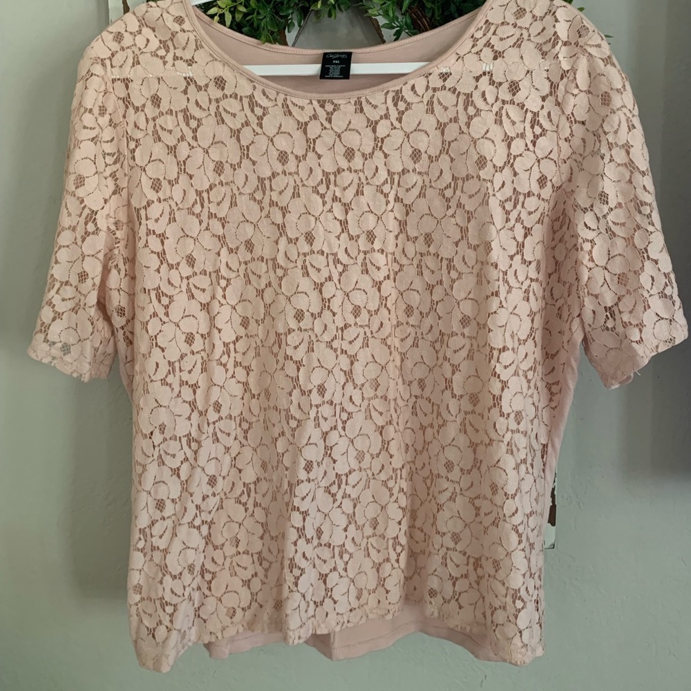 Blush pink blush lace front top size petite xl